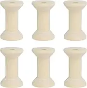 Wooden Empty Spools Unfinished Wood Thread Spools, 2"x1.2" Fit for Embroidery and Sewing Machines Crafts Wire Weaving Bobbins (6Pcs, Natural Color)
