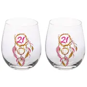 2PK Tallulah Bevel Stemless Wine Glass Drinkware Dreamcatcher 21st Birthday