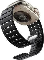 Bandletic R-Lite Fit Magnetic Watchband Compatible with Apple Watch Ultra 2/Ultra Band 49mm/46m/45mm/44mm/42mm(3/2/1) for Men Women, Rugged Silicone Sport Strap for iWatch SE2/SE/10/9/8/7/6/5/4