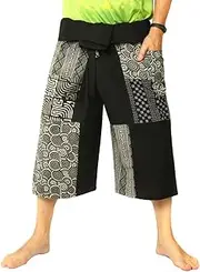 [jing shop] Men's Thai Fisherman Wrap Pants Short Patchwork