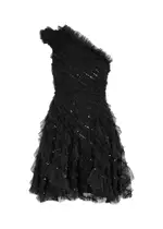 Needle & Thread Spiral Sequin-embellished Tulle Mini Dress - Black - 12 (UK12 / M) 12 (UK12 / M)