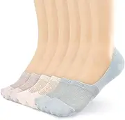 [BIVOLU] 6 pack Womens Low Cut Thin Breathable Cotton Socks with Cushion Non Slip Comfortable Causal No Show Sock for Women Solid Liner Flats Socks, Multi, 5-9