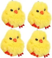 [Beavorty] 4pcs Plush Chick Stuffed Animal Keychain Cute Hanging Pendant for Bags Backpacks Key Decor Lightweight Cartoon Chick Design with Fine Craftsmanship present