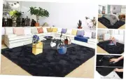 Ultra Soft Black Rugs for Bedroom 6x9 Feet, Fluffy Shag Area Rugs for Living