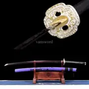 Japanese Samurai Katana 1095 Carbon High Steel Sword With Purple Blade Scabbard.