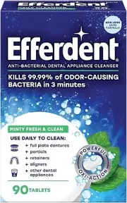Efferdent Retainer & Denture Cleaner Tablets Minty Fresh & Clean 90 Count