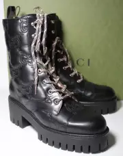 NWB Gucci GG Embossed Matelasse Cordovan Lux Lace Up Boots Booties 40 718386