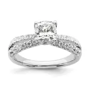 14k White Gold 5/8 Ct. Lab Grown Diamond VS/SI+ G+ 1 Ct. Center Cushion Engagement Ring