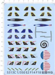 1/350 E2 F14 F18 modern Carrier-based aircraft model kit Water Slide Decal 5313C
