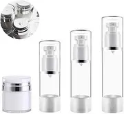 4PCS Refillable Airless Pump Bottles - Empty Vacuum Cream/Lotion Dispenser Container Liquid Cosmetic Sprayer Jar Toiletries Bottles for Makeup Foundations Travel (15/30/50ml 0.5/1/1.69 oz)