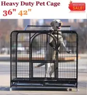 Heavy Duty Pet Dog 36"42" Cage Crate Collapsible Metal Kennel Portable Puppy Cat