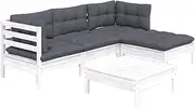 vidaXL 5 Piece Garden Lounge Set - Solid Pinewood Construction, Comfy Cushioning, Customizable Segments, Ideal for Outdoor Spaces, Easy to Clean and Maintain