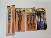 8/12Pcs Steel Wire Brush Set Clean Rust , KINGMAN and TOPZONE