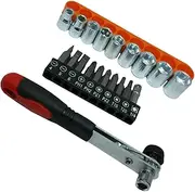 TEHAUX 1 Set Quick Release Ratcheting Wrench Set with Bit Sockets Compact Mechanic Tool Kit for Auto Repairing Includes Screwdriver Bits and Sockets Durable and Portable