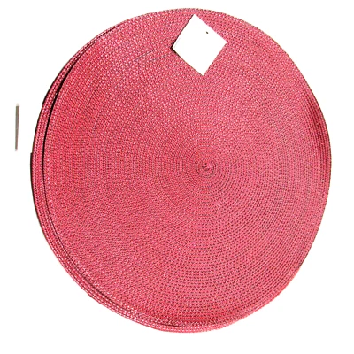 NewBridge Round Red Black Woven Placemats 15" set of 4 New