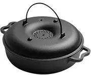 FewNvWa Oven Roaster, Roaster, Camping, Cast Iron Frying Pan, Dutch Oven for Indoor And Outdoor Use, Picnic, 28cm