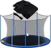 10FT Round Trampoline Accessory, Safety Net Replacement with Zippers and Buckles, UV/ Tear Resistant, Black, Suits 6-Pole Trampolines