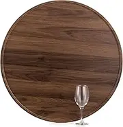 Hanobe Extra Large Ottoman Serving Tray: Round Walnut Wooden Trays 22 Contemporary Decorative Coffee Table Tray Circle Big Platter Modern Home Decor for Living Room