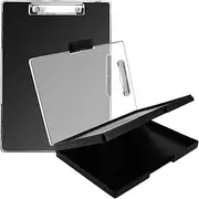 APACALI 1 Piece A4 Clipboard with Storage Compartment, Clipboards with 1 Storage Box and A4 Paper Folder, Clipboard Portable Clipboard with Lid for School, Office, Hospital, Black