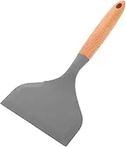 Luxshiny Silicone Turner with Wooden Handle Wide Edge Spatula for Flipping Pancakes Fish Steak Non Stick Cooking Utensil Heat Resistant for Home Cooking