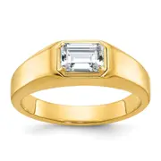 14k Yellow Gold Men's Emerald-shape Diamond Ring Mounting