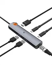 Spigen ArcDock Pro 6-in-1 PD2302 Ultra-Slim USB4 Thunderbolt 4 8K 60Hz HDMI 2.5 Gbps Ethernet 10Gbps USB C Multiport Hub Adapter for Mac MacBook iPad Lenovo Dell - Space Grey