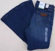 WRANGLER Retro High Rise Flare Trousers Denim Jeans Pants Blue Women's 32 32