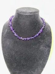 Peyote Bird Artisan Genuine Amethyst Stone & Sterling Silver Clasp 18" Necklace