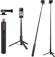 [K&F Concept] MS21 Selfie Stick Tripod for Insta360 X5, Invisible Selfie Stick with Adapter, Extendable Selfie Stick for Insta 360 X5/Ace/Ace Pro/X4/X3/ONE X2/ONE X, DJI Osmo Pocket 3, AKASO Action