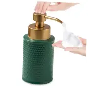 Foam Soap Dispenser with Refined and Vintage Emboss, Ceramic Hand Dark Green