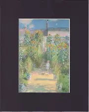 8X10" Matted Print Art Picture: Claude Monet, Artists Garden at Vetheuil 1880
