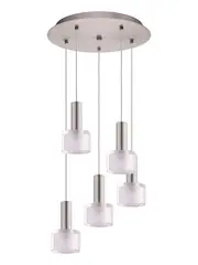 Pharos 5 Light LED Pendant in Brushed Chrome with Clear Glass