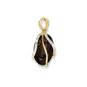 14K Yellow Gold Smoky Quartz u0026 Real Diamond Pendant