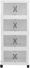 Yomiyuyr Storage Cabinet, Thickened Plastic Storage Cabinet, Large Capacity Cabinet with Doors and Shelves, for Storing Snacks, Clothing, 17.7 x 10.6in (4 Layers)