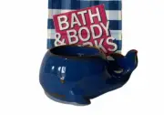New Bath & Body Works Blue Whale 3 Wick Candle Holder - Glazed Ceramic