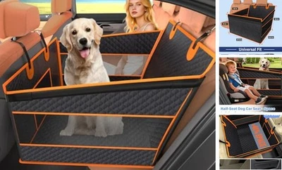 Dog Car Seat for Dogs, Back Seat Extender for Dogs, Foldable Pet Large Black
