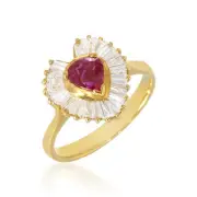 0.76ct Natural Pear Ruby Ring Diamond 18K Yellow Gold Engagement Vintage Jewelry