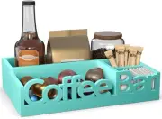 Wood Countertop Organizer with Drawer – Pod Holder & Small, Turquoise