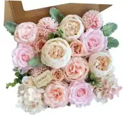 Peonies Artificial Flowers Pink Silk Roses Bulk for Blush Pink, Peach, Cream