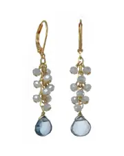 Rachel Reinhardt 14K Plated London Blue Quartz Crystal Cluster Earrings
