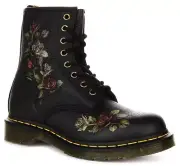Dr Martens 1460 Decayed Rose Leather Lace Up Womens Boot In Black UK 3 - 8