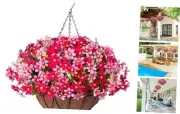 Artificial Silk Flowers Hanging Baskets Outdoors,Chrysanthemum with Eucalyptus