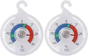 Twin Pack Fridge Thermometer Dial Refrigerator Thermometer, 65 mm Dial Fridge Freezer Thermometer with Coloured Zones