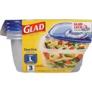 Glad 64 Oz. Clear Rectangle Deep Dish Container (3-Pack) BBG10316 Glad BBG10316