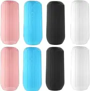 FUNNTY Toiletry Sleeves Leak Proof, 8Pcs Reusable Silicone Elastic Sleeves for Leak Proofing Travel,Travel Bottles Covers Accessories Blue (Blue, Black, Pink, White)