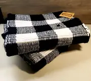 Lot of 2 NEW Farmhouse Rustic Checkered Plaid Black & White Rug 26x40