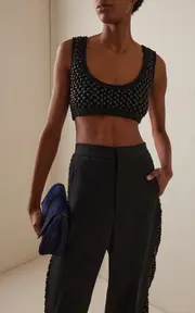 [Diotima] Crystal-Embellished Knit Bralette