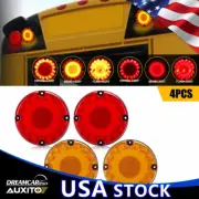 7" Round Amber+Red LED Truck Bus Trailer Stop Turn Signal Tail Brake Light Flash (for: Volkswagen)