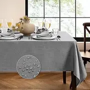 [Elrene] Home Fashions Laurel Solid Texture Water and Stain Resistant Tablecloth, 60"X84" Rectangle, Gray