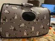 NEW-CAT CARRIER-GRAY WITH KITTENS 14 x 13 ins